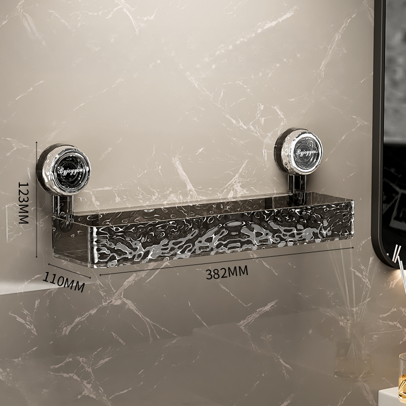 Clear Wall-Mounted Bathroom Storage Shelves – No-Drill Suction Organizer Set