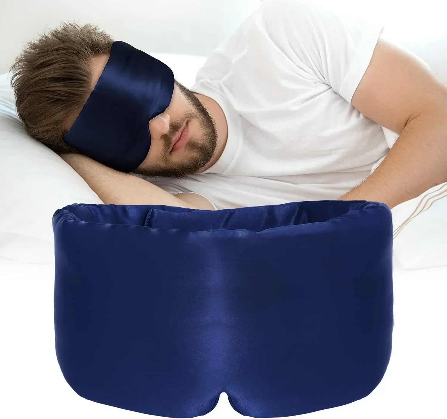 Luxury Silk Sleep Mask for Side Sleepers – 100% Light Blocking Eye Mask with Soft Cotton Lining