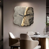Abstract Textured Stone Wall Clock – Silent Quartz Modern Art Timepiece