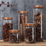 Airtight Glass Storage Jar with Wooden Lid – Modern Kitchen Container (350ml–1550ml)