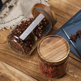 Airtight Glass Storage Jar with Wooden Lid – Modern Kitchen Container (350ml–1550ml)