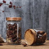 Airtight Glass Storage Jar with Wooden Lid – Modern Kitchen Container (350ml–1550ml)