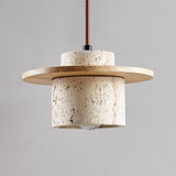 Handcrafted Travertine Stone Pendant Lamp – Adjustable Ceiling Fixture for Dining Room & Bedroom