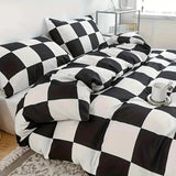 Black & White Checkerboard Bedding Set – Modern Duvet Cover and Pillowcase Set (No Filling)