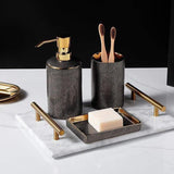 Luxury 4-Piece Bathroom Accessory Set – Black or Cream Faux Stingray with Gold Accents