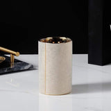 Luxury 4-Piece Bathroom Accessory Set – Black or Cream Faux Stingray with Gold Accents
