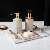 Luxury 4-Piece Bathroom Accessory Set – Black or Cream Faux Stingray with Gold Accents