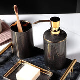 Luxury 4-Piece Bathroom Accessory Set – Black or Cream Faux Stingray with Gold Accents