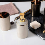 Luxury 4-Piece Bathroom Accessory Set – Black or Cream Faux Stingray with Gold Accents