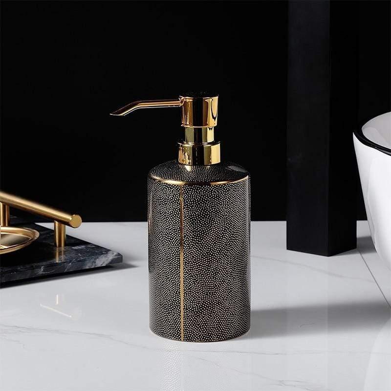Luxury 4-Piece Bathroom Accessory Set – Black or Cream Faux Stingray with Gold Accents
