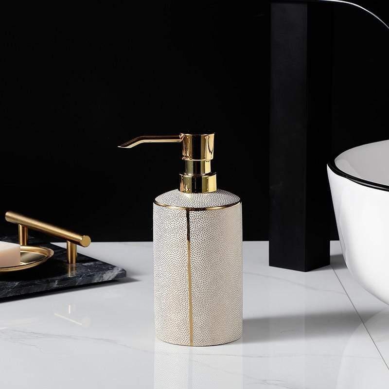 Luxury 4-Piece Bathroom Accessory Set – Black or Cream Faux Stingray with Gold Accents