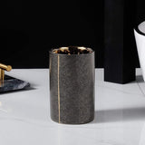 Luxury 4-Piece Bathroom Accessory Set – Black or Cream Faux Stingray with Gold Accents