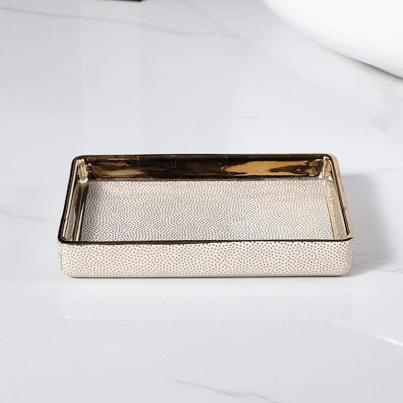 Luxury 4-Piece Bathroom Accessory Set – Black or Cream Faux Stingray with Gold Accents