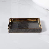 Luxury 4-Piece Bathroom Accessory Set – Black or Cream Faux Stingray with Gold Accents