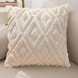 Plush Diamond Pattern Throw Pillow Cover – Soft Textured Cushion Case for Sofa & Bed
