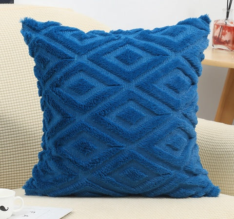Plush Diamond Pattern Throw Pillow Cover – Soft Textured Cushion Case for Sofa & Bed
