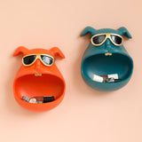 Wall-Mounted Dog Storage Bin – Cool Animal Organizer with Sunglasses Design