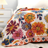 Boho Floral Print Summer Blanket – Lightweight Decorative Bed Cover for All Seasons