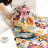 Boho Floral Print Summer Blanket – Lightweight Decorative Bed Cover for All Seasons