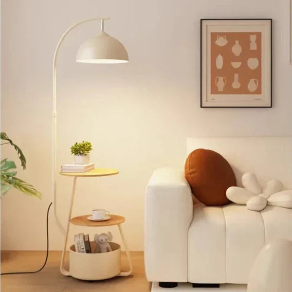 Scandinavian LED Floor Lamp with Integrated Storage Shelf – Multifunctional Accent Light