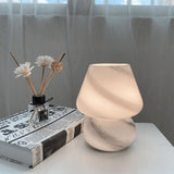 Hand-Blown Glass Mushroom Lamp – Swirl Pattern Table Light for Bedroom & Living Room Decor