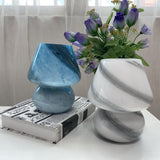 Hand-Blown Glass Mushroom Lamp – Swirl Pattern Table Light for Bedroom & Living Room Decor