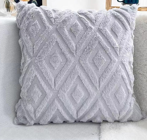 Plush Diamond Pattern Throw Pillow Cover – Soft Textured Cushion Case for Sofa & Bed