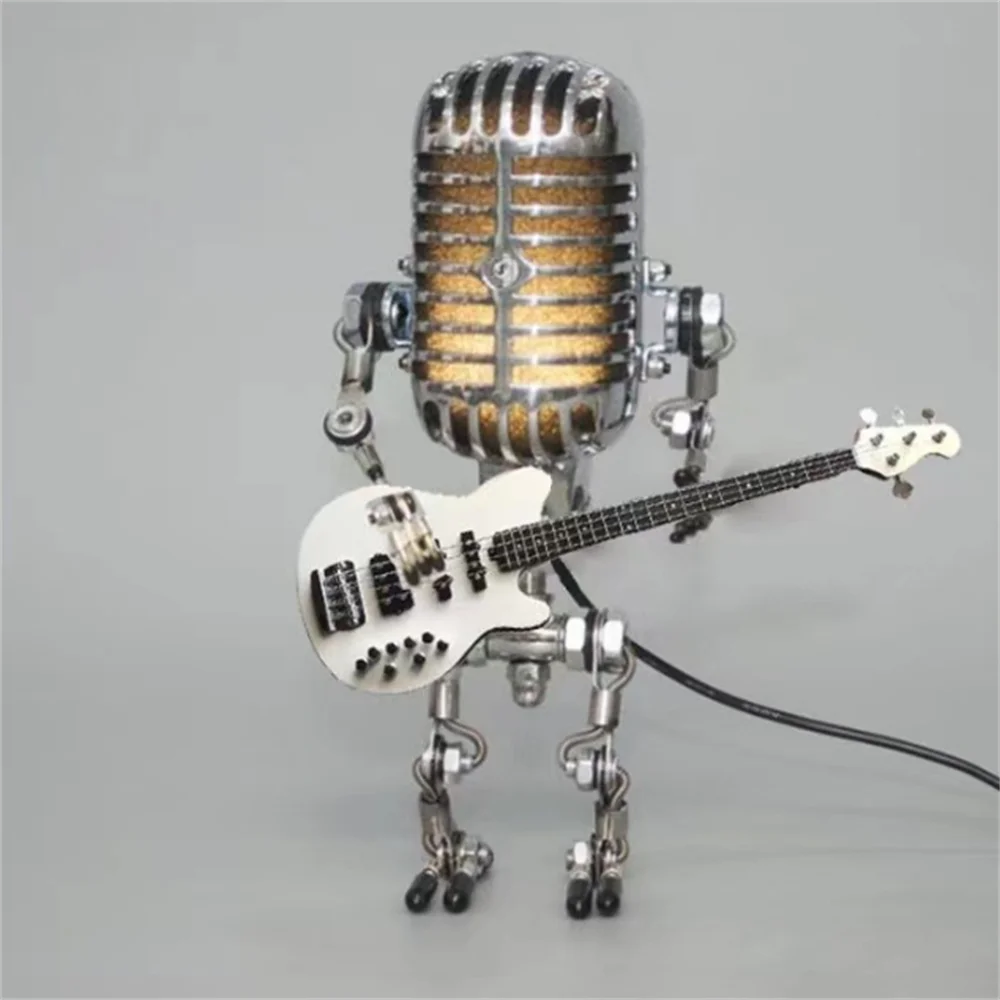 Dimmable Guitar & Robot-Themed LED Table Lamp – Unique Music Decor