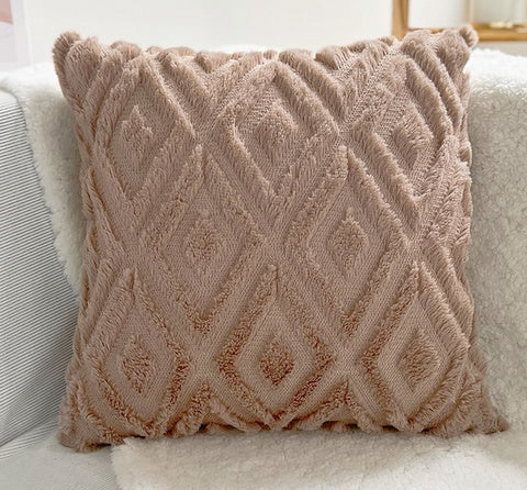 Plush Diamond Pattern Throw Pillow Cover – Soft Textured Cushion Case for Sofa & Bed