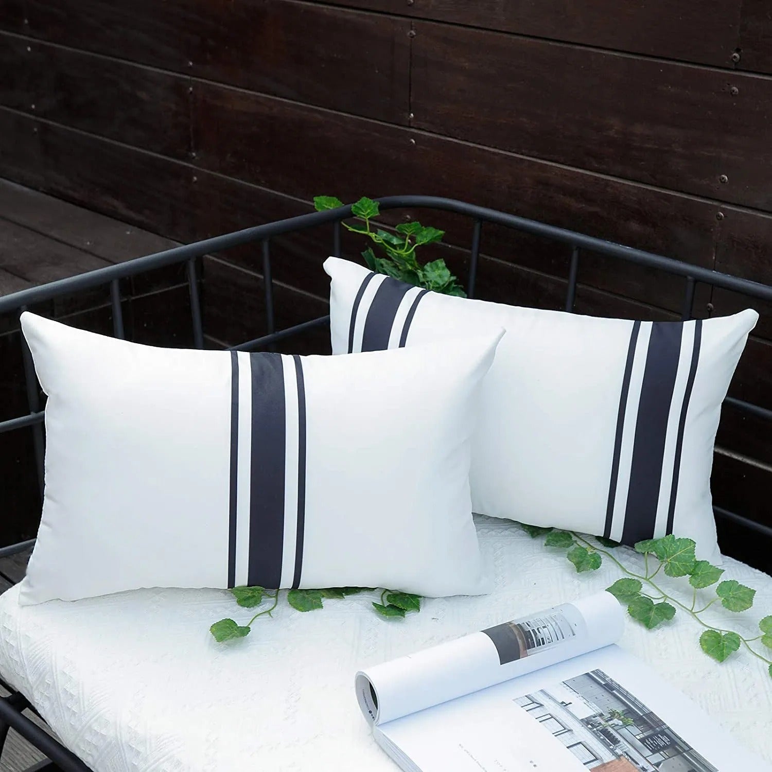 Striped Outdoor Throw Pillow Covers – Waterproof Decorative Cushion Case for Patio or Sofa