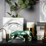 Modern Geometric Panther Statue – Abstract Animal Sculpture for Contemporary Decor