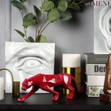 Modern Geometric Panther Statue – Abstract Animal Sculpture for Contemporary Decor