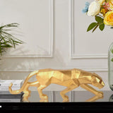 Modern Geometric Panther Statue – Abstract Animal Sculpture for Contemporary Decor