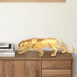 Modern Geometric Panther Statue – Abstract Animal Sculpture for Contemporary Decor