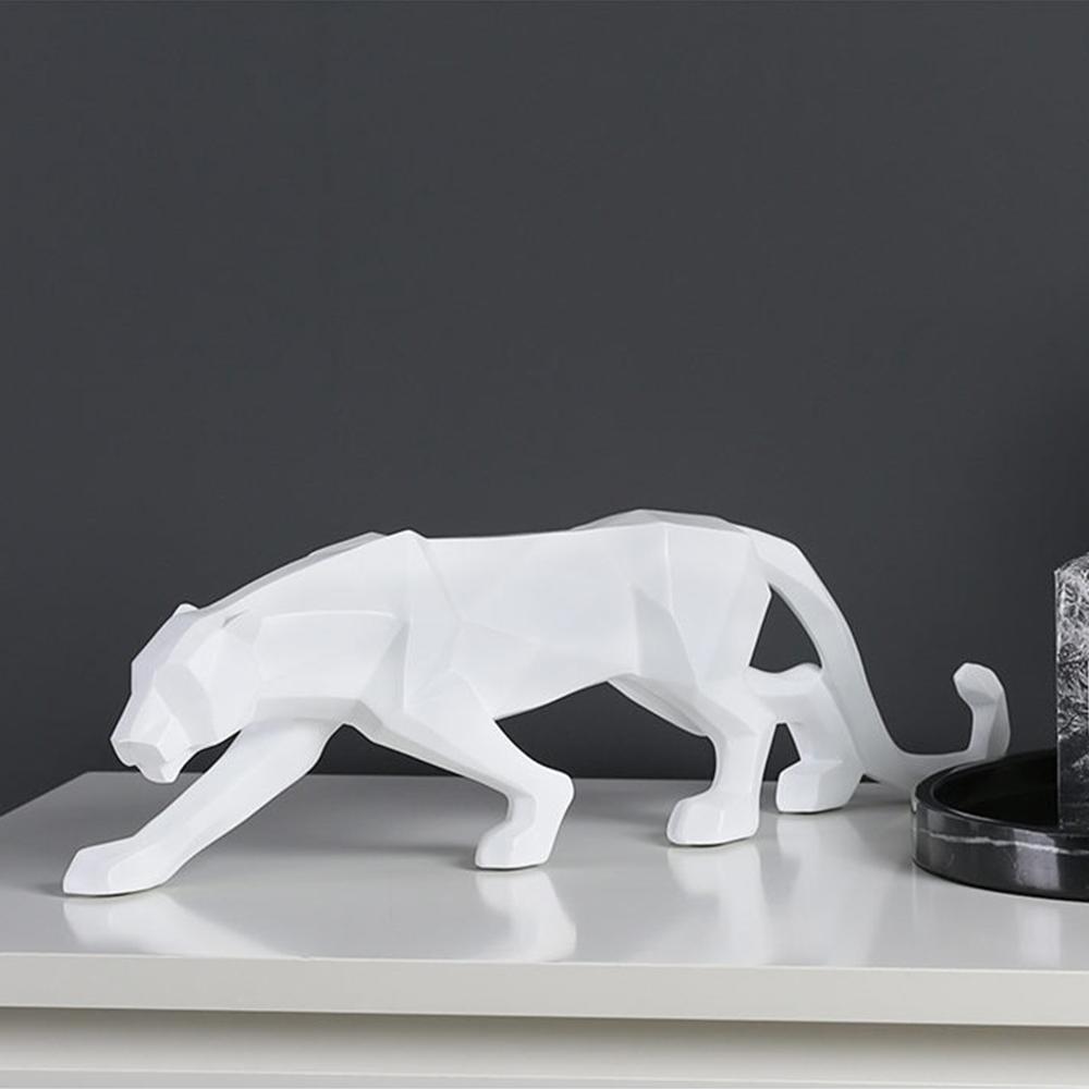 Modern Geometric Panther Statue – Abstract Animal Sculpture for Contemporary Decor
