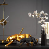 Modern Geometric Panther Statue – Abstract Animal Sculpture for Contemporary Decor