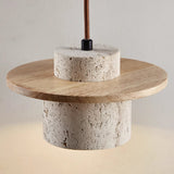 Handcrafted Travertine Stone Pendant Lamp – Adjustable Ceiling Fixture for Dining Room & Bedroom