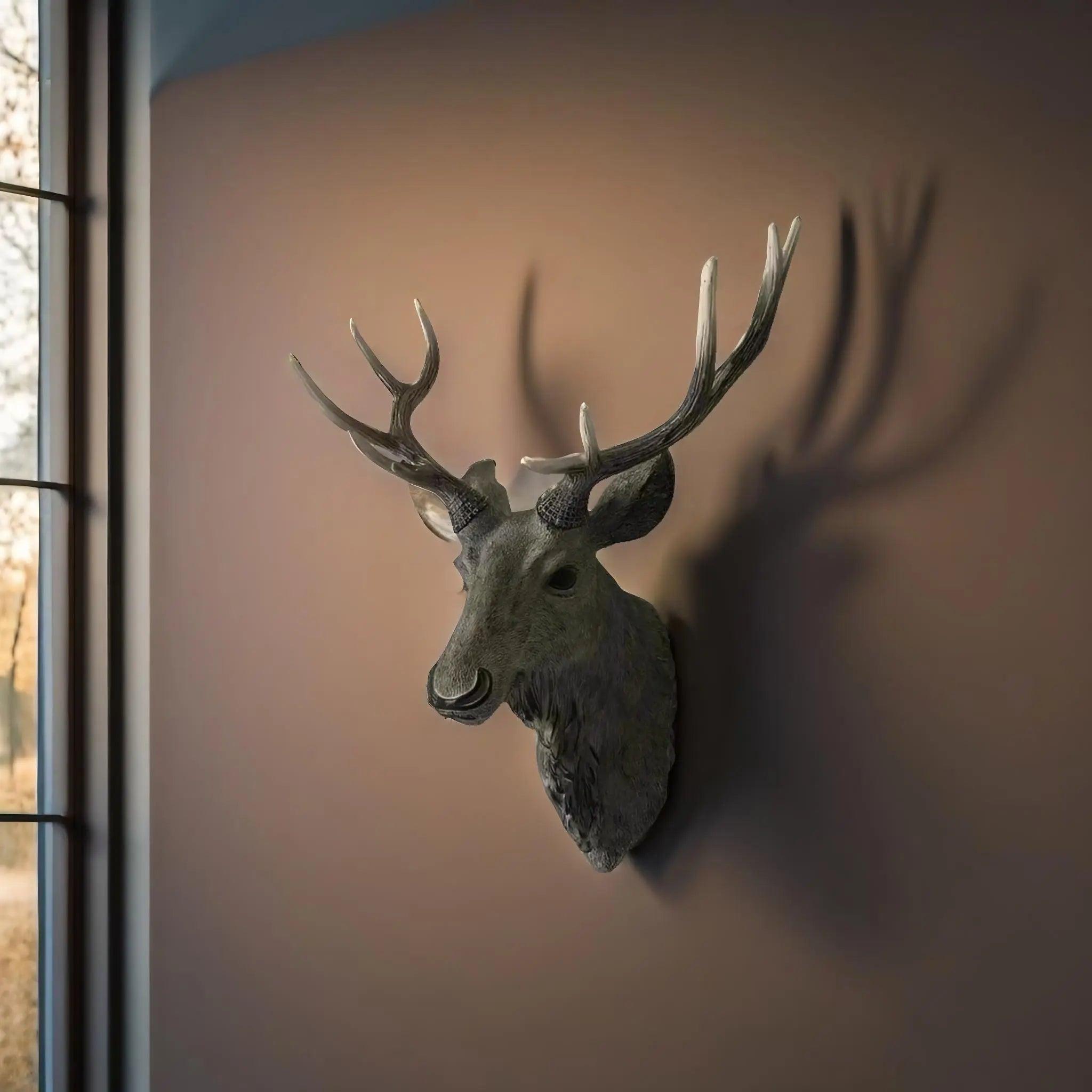 Modern Faux Deer Head Wall Mount – 3D Animal Sculpture for Rustic & Contemporary Deco