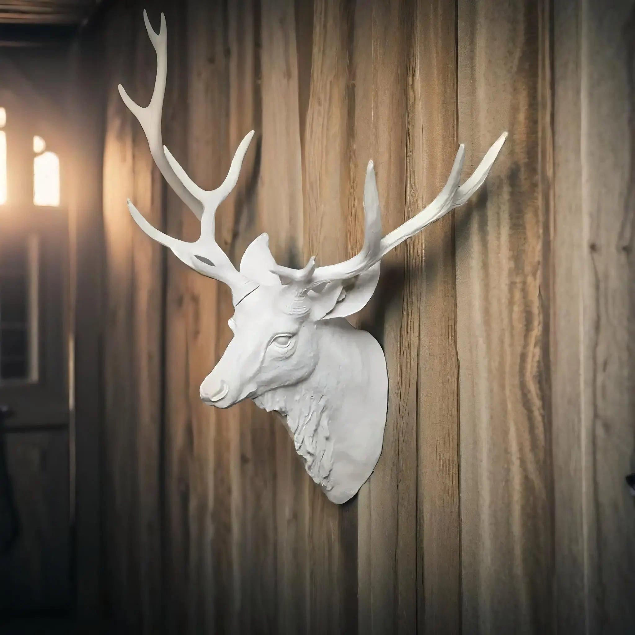Modern Faux Deer Head Wall Mount – 3D Animal Sculpture for Rustic & Contemporary Deco