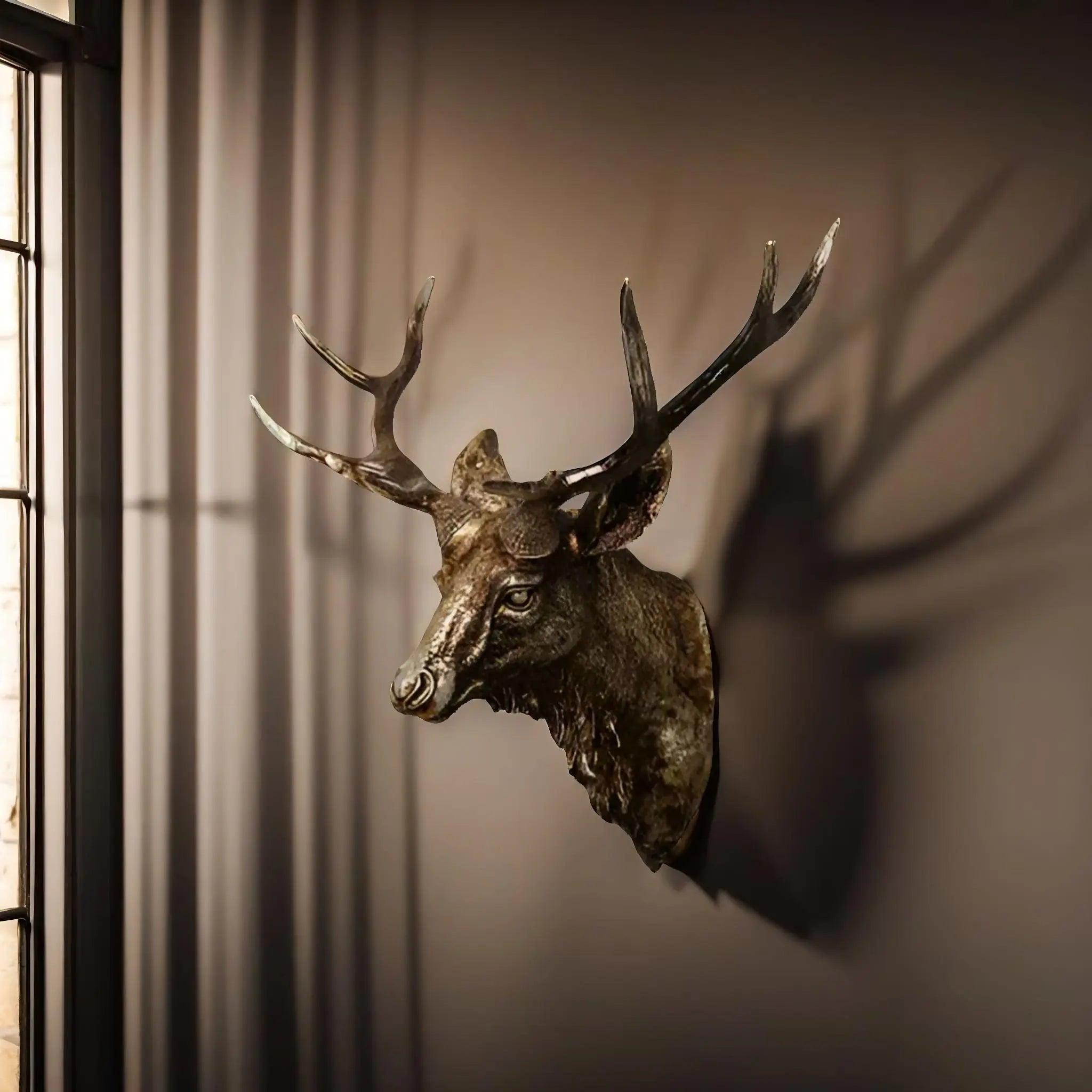 Modern Faux Deer Head Wall Mount – 3D Animal Sculpture for Rustic & Contemporary Deco