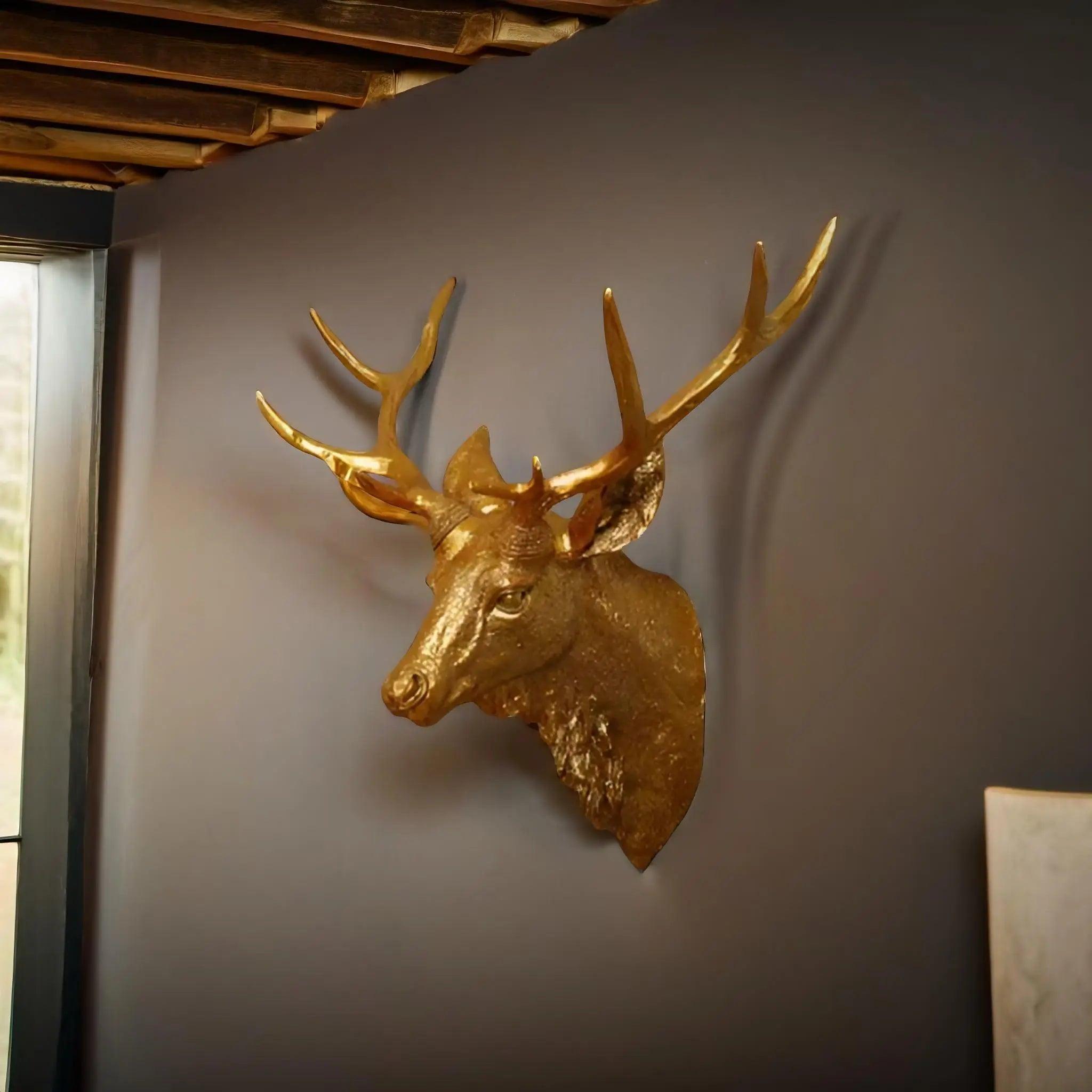 Modern Faux Deer Head Wall Mount – 3D Animal Sculpture for Rustic & Contemporary Deco