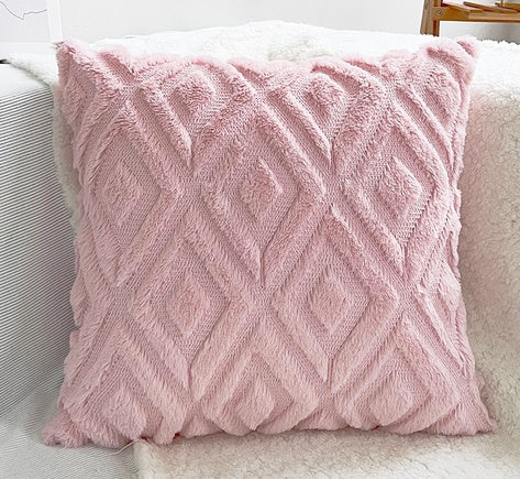 Plush Diamond Pattern Throw Pillow Cover – Soft Textured Cushion Case for Sofa & Bed