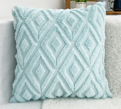 Plush Diamond Pattern Throw Pillow Cover – Soft Textured Cushion Case for Sofa & Bed