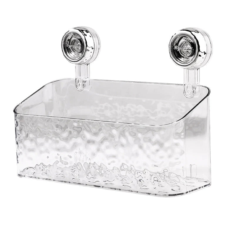 Clear Wall-Mounted Bathroom Storage Shelves – No-Drill Suction Organizer Set