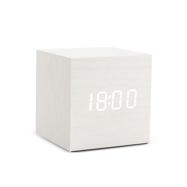 Modern Wooden LED Alarm Clock with Temperature, Humidity Display & Triple Alarm Settings
