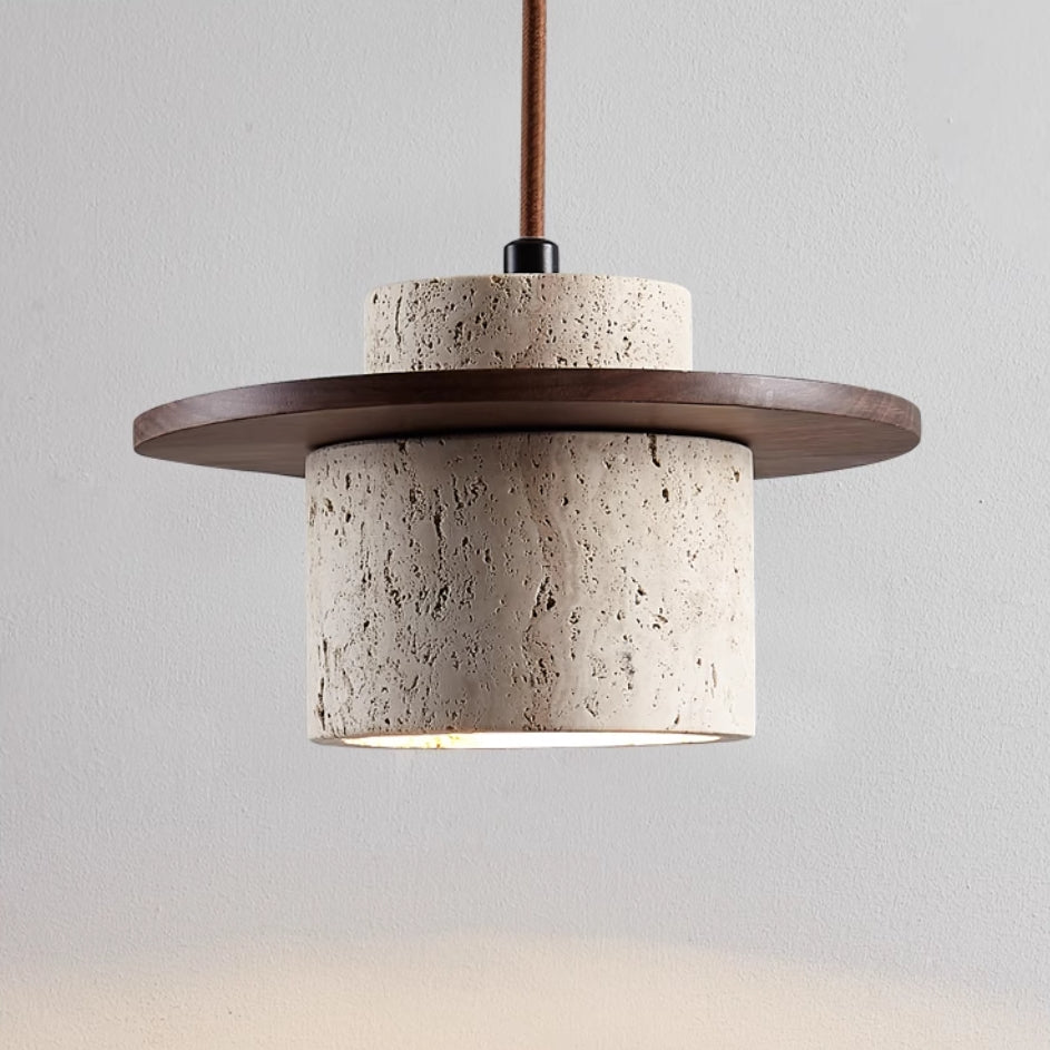 Handcrafted Travertine Stone Pendant Lamp – Adjustable Ceiling Fixture for Dining Room & Bedroom