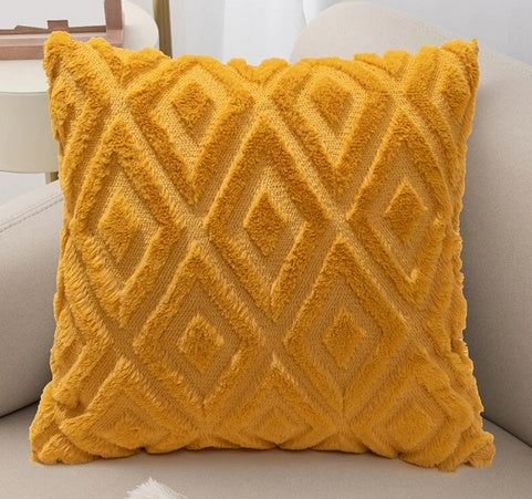 Plush Diamond Pattern Throw Pillow Cover – Soft Textured Cushion Case for Sofa & Bed